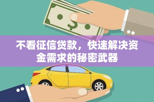 安溪不看征信贷款，快速解决资金需求的秘密武器
